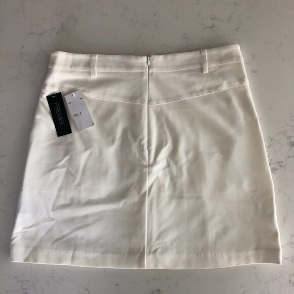 Premise Rayon/Nylon Blend Mini Skirt w Lace Up Design & Pockets Off White Sz 6 - Picture 5 of 10
